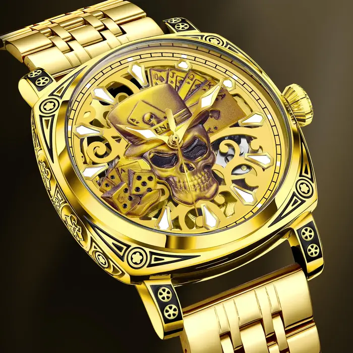 Glenaw crâne série haut de gamme montre pour hommes de luxe personnalité de la mode entièrement automatique mécanique