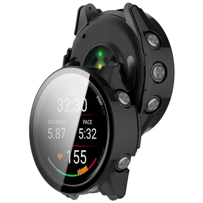 Boîtier PC + verre trempé HD pour Garmin Forerunner 70/170/570/970/965/265/165, coque de protection pour Garmin Active 6-5/Venu 3-4