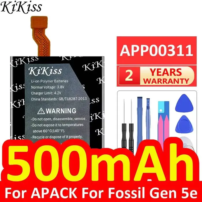 Batterie de remplacement premium pour Apack pour Fossil Gen 5e 500mAh pour montre connectée APP00311