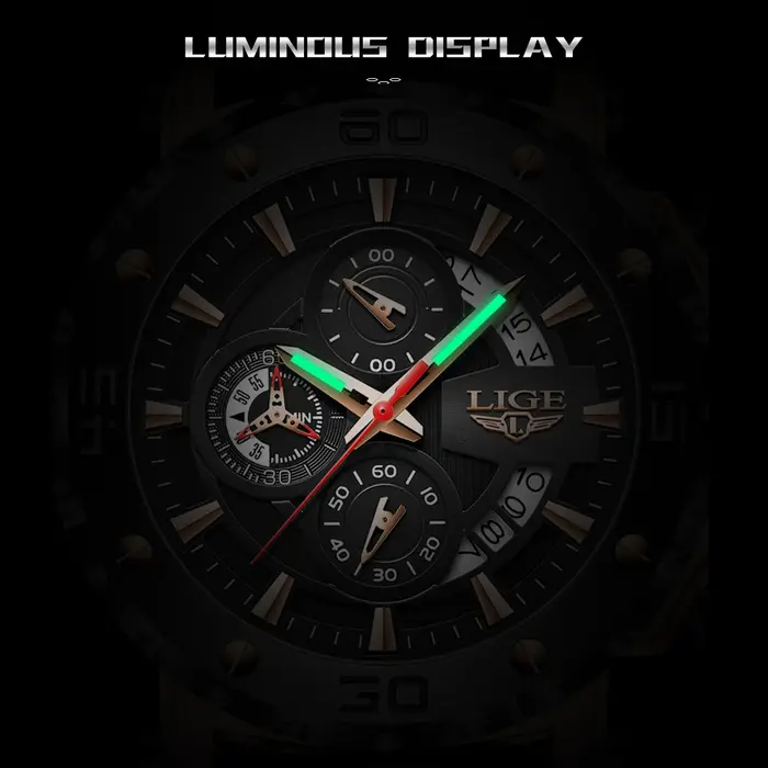 Montres pour hommes LIGE, marque haut de gamme, chronographe, calendrier lumineux, quartz, mode, affaires, sport, Relogio Masculino