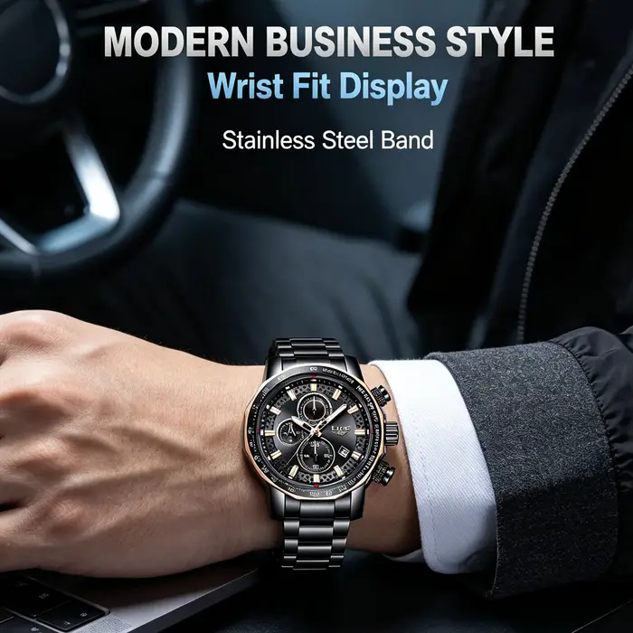 Montres LIGE pour hommes 2026, nouvelle montre chronographe sport business à quartz, étanche, grand cadran, montre pour homme + boîte