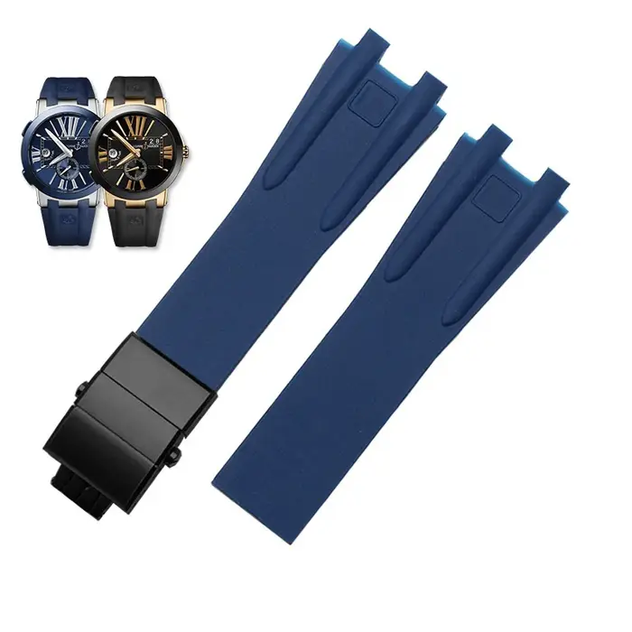 Pour Ulysse Nardin bracelet de montre en caoutchouc de Silicone plongeur