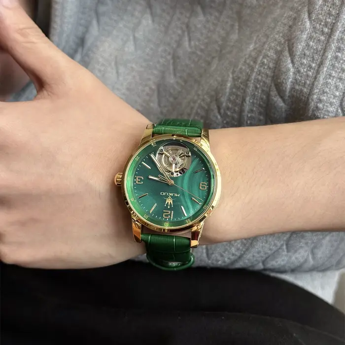 Montre-bracelet mécanique automatique à tourbillon pour homme, montre de luxe étanche à double style affaires-sport, idéale pour un usage quotidien.