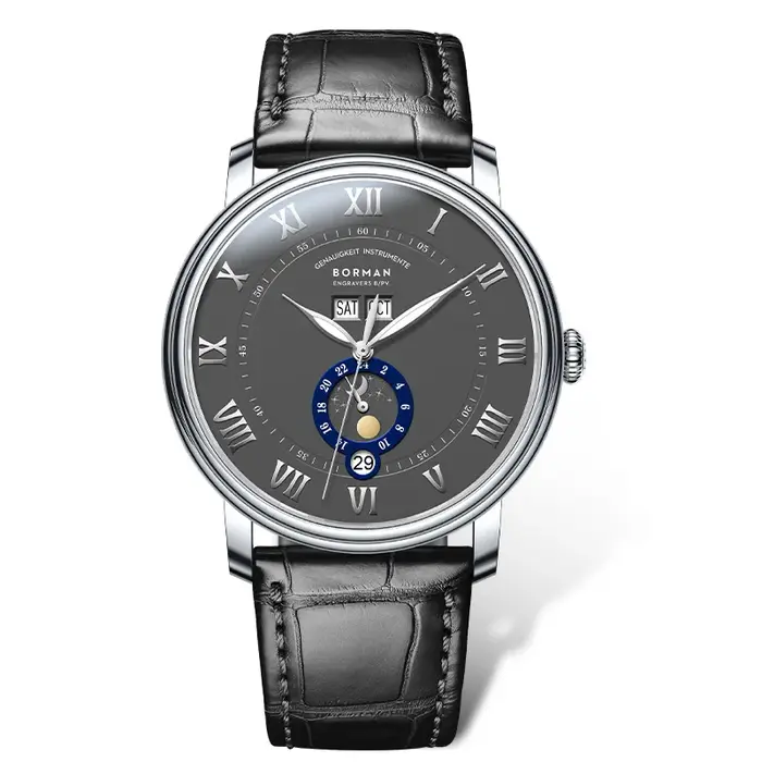 BORMAN BM3558 montres automatiques pour hommes 40mm montre de luxe 50M montre-bracelet mécanique étanche saphir fermoir papillon mois semaine