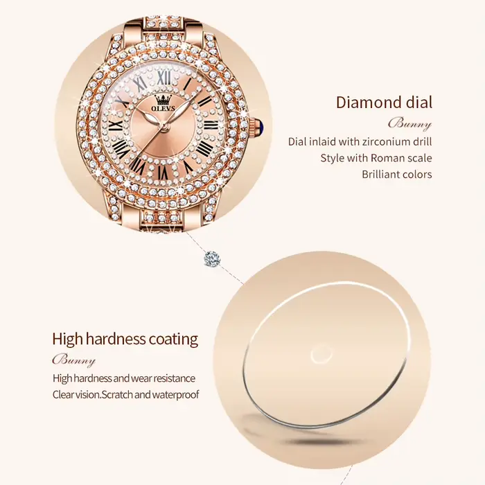 OLEVS Original diamant montre pour femmes mode élégant en acier inoxydable étanche Quartz montre-bracelet de luxe dames robe montres