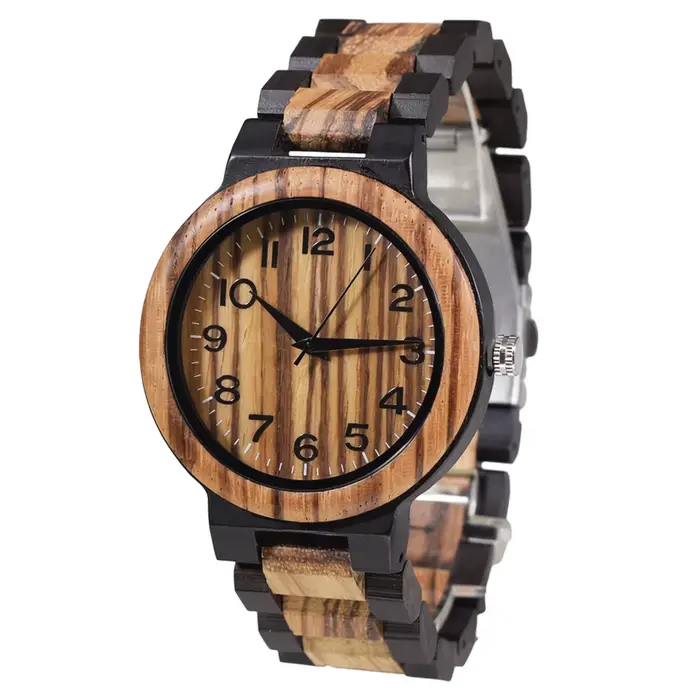 Montre rétro entièrement en bois pour homme