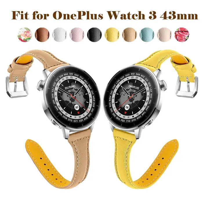 Bracelets en cuir compatibles avec OnePlus Watch 3 43mm