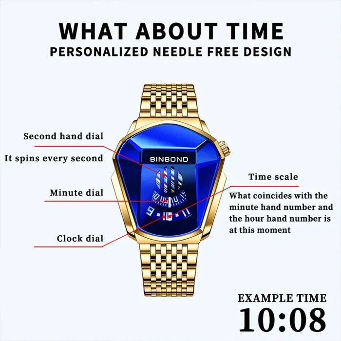 BINBOND marque mode hommes montre grande