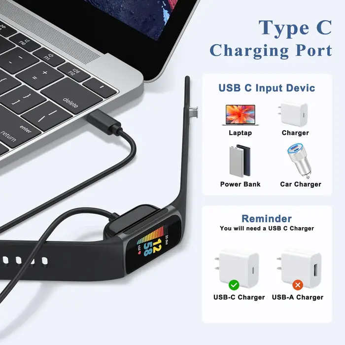 Chargeur de montre magnétique de Type C pour Fitbit Charge 5 6
