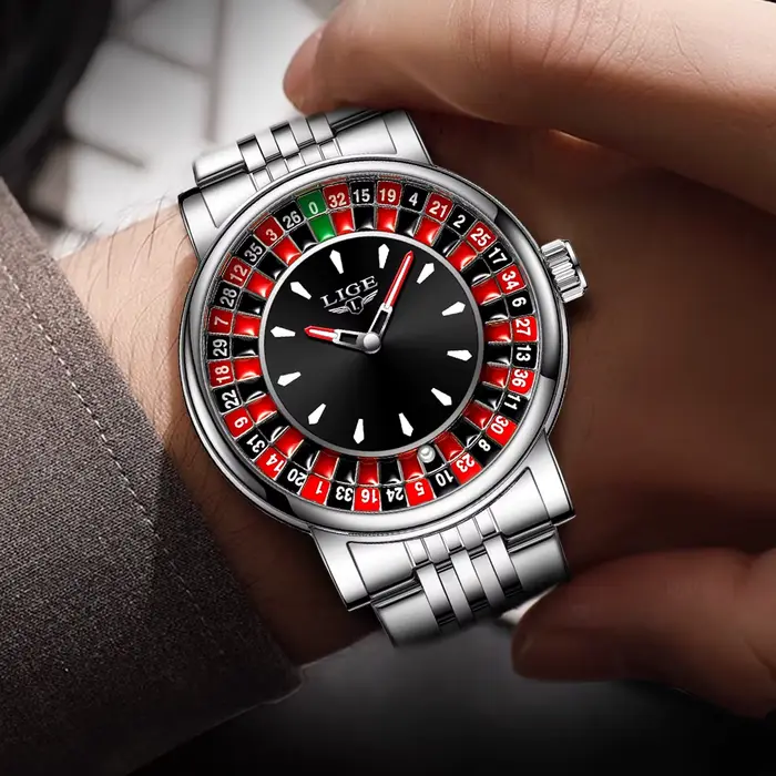 LIGE mode hommes montre cadran rotatif Las Vegas Roulette bureau thème
