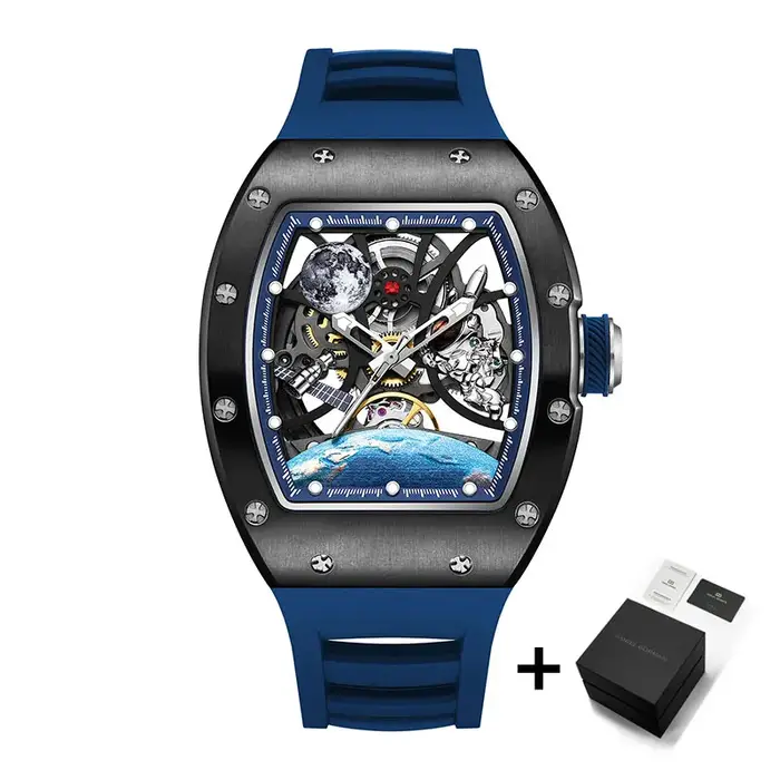 Montres automatiques pour hommes mode Tonneau horloge mécanique cadran terre étanche luxe lumineux squelette