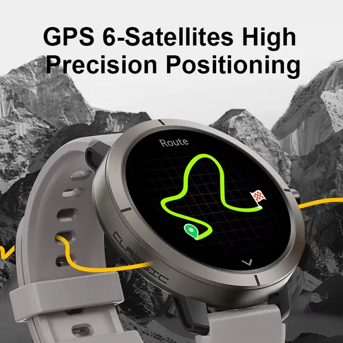 FIDI GPS 6-Satellites montre intelligente 1.32 "HD AMOLED affichage GPS intégré Bluetooth appels téléphoniques sport 5ATM étanche Smartwatch