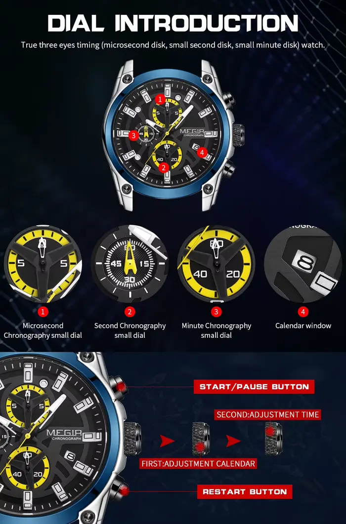 MEGIR montres pour hommes Top marque de luxe Sport militaire montre-bracelet chronographe lumineux Date montre à Quartz bracelet en Silicone mâle horloge