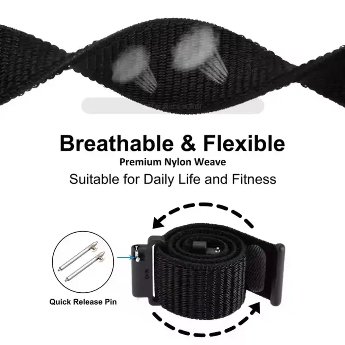 Sangle en nylon sport 20 mm 22 mm pour Garmin Forerunner 965 955 570 970 165 55 Bande confortable et respirante
