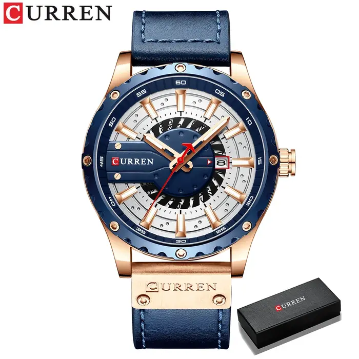 CURREN montres Top marque mode montre-bracelet en cuir montre pour hommes à Quartz décontractée avec boîte nouvelle horloge Chic aiguilles lumineuses