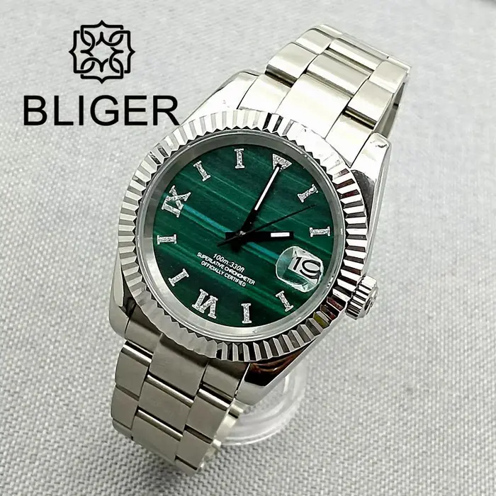 Montre à Cadran Vert Malachite pour Homme