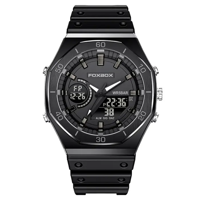 Montre militaire FOXBOX 0030 à double affichage numérique et quartz pour homme, mode, lumineuse, éta