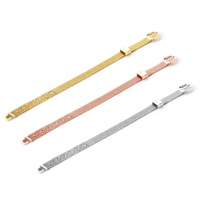 Bracelet en maille d'acier inoxydable, accessoire unisexe, polyvalent et durable, cadeau pour un usage quotidien, décontracté ou de luxe léger, adapté