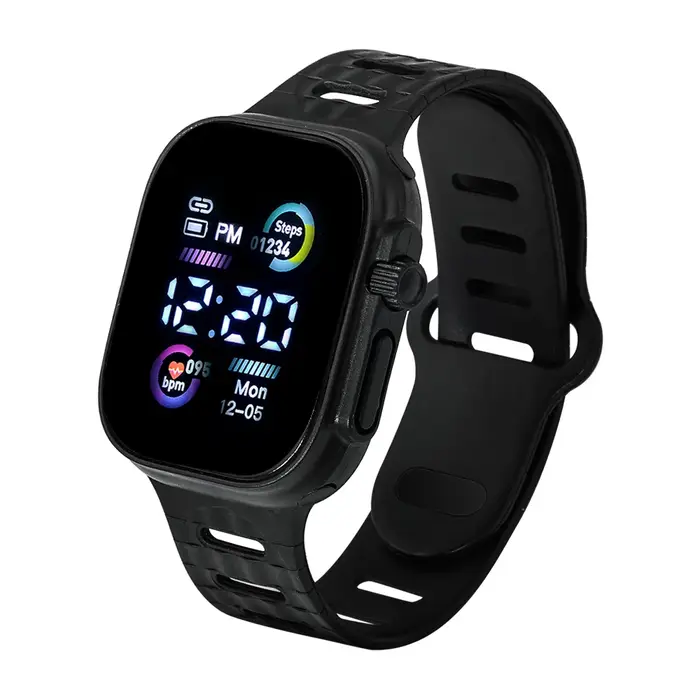 Montre électronique carrée à écran tactile LED pour enfants, sports de plein air de loisirs, adaptée