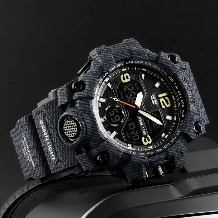 SKMEI 1155B 5Bar étanche double affichage montres Relogio Masculino montre Sport hommes militaire