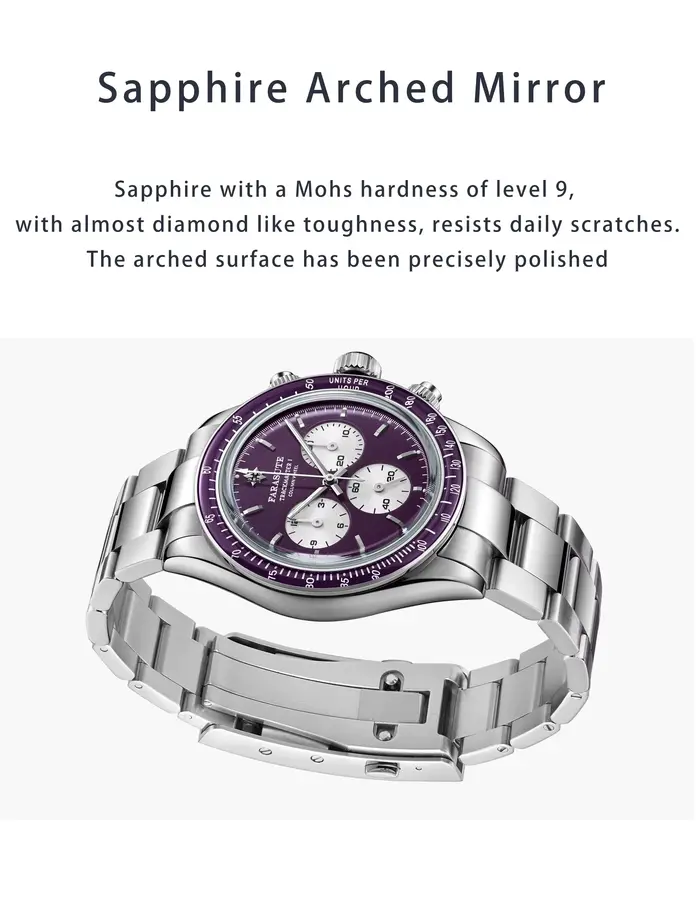 FARASUTE hommes montre automatique chronographe rétro mécanique montre-bracelet saphir 100M étanche