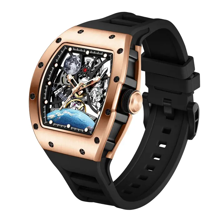 919014 nouveau cadran squelette mouvement mécanique automatique montre hommes mode Sport montres étanche