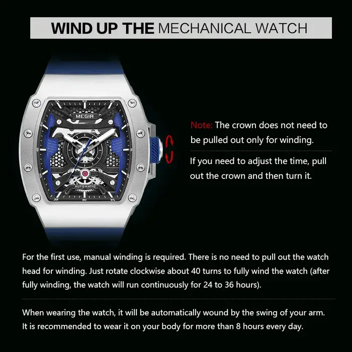 Montre mécanique automatique MEGIR pour homme