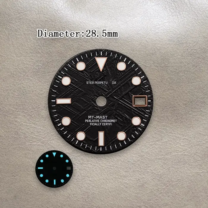  Accessoires de modification de montre de haute qualité : Cadran NH34 en météorite noire de 28