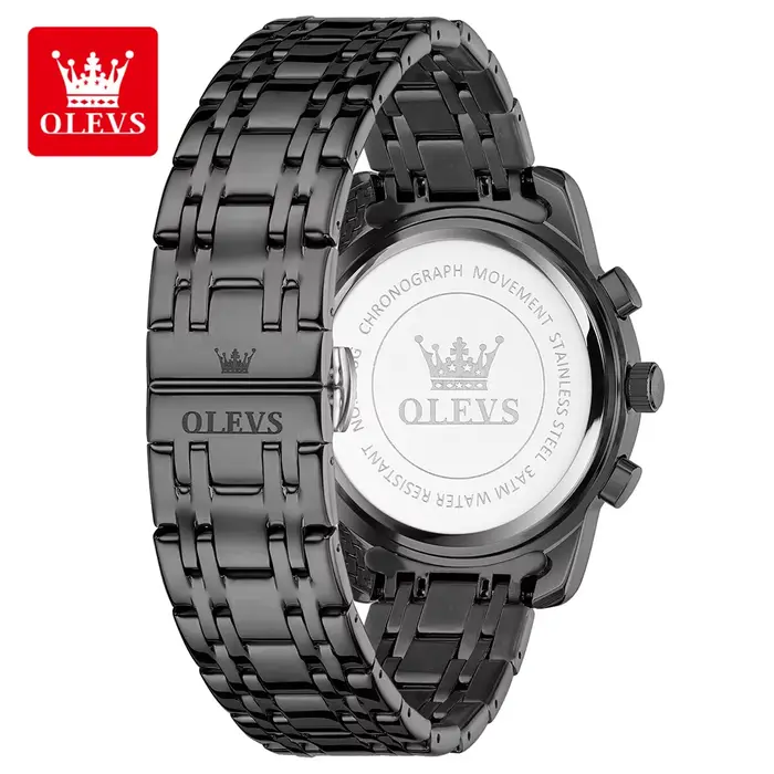 OLEVS montres pour homme phase de lune 30 m étanche mode véritable montre à quartz lumineux en acier inoxydable marque montre-bracelet coffret