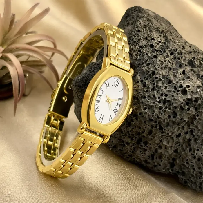 ‌ Montre tendance pour femme - Cadran cylindrique intemporel, bracelet en acier inoxydable, montre v