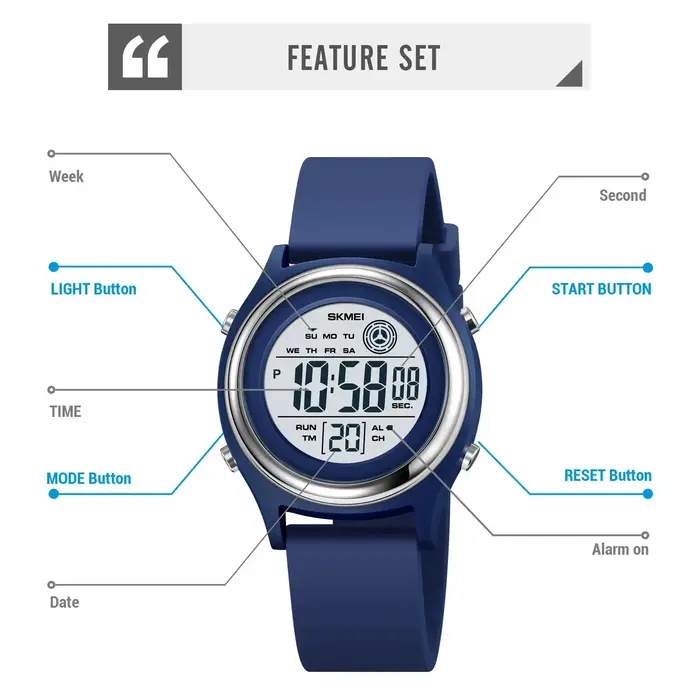 SKMEI 2094 femmes chronomètre dame montre-bracelet 50 M étanche antichoc reloj mujer rétro-éclairage affichage compte à rebours montres numériques