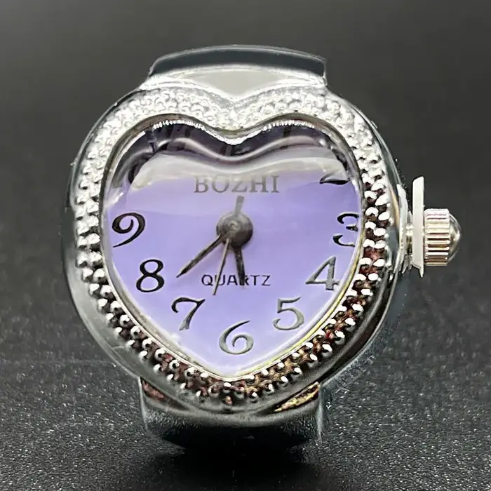 Montre à doigt en forme de cœur, Mini anneaux à maillons à breloque italienne en acier inoxydable, b