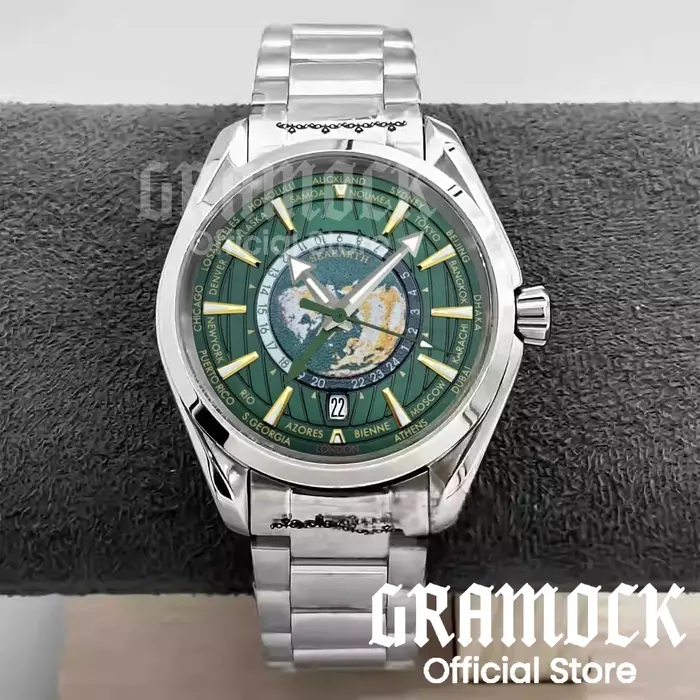 Gramock 40mm heure mondiale GMT Zone carte hommes 6 heures Date montre automatique NH34A mécanique p