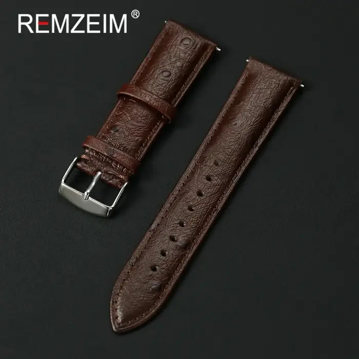 Bracelets de poignet en cuir motif d'autruche 18mm 20mm 22mm bracelet de montre hommes femmes