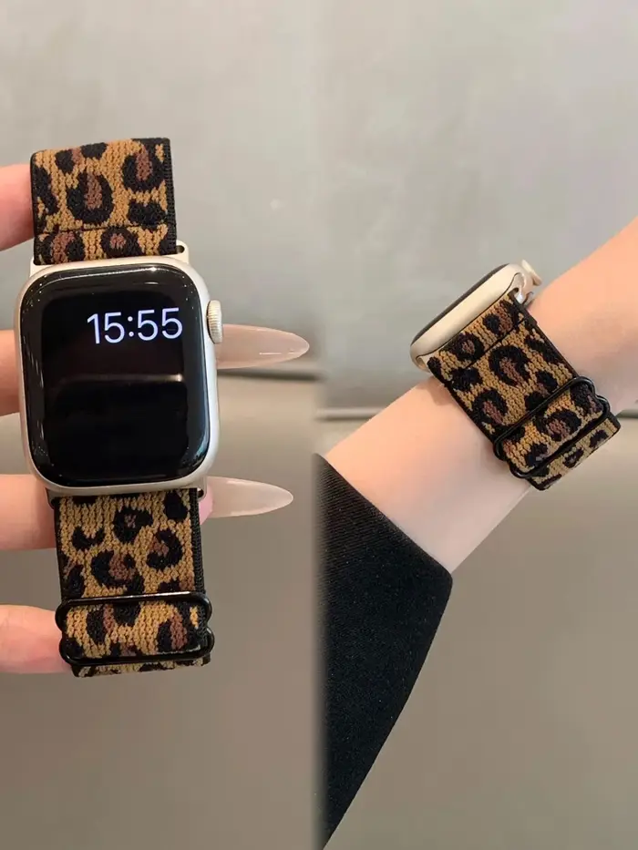 Bracelet en Nylon élastique léopard pour Apple Watch Ultra 2, 49mm 41mm 45mm 42mm 46mm 44mm, Bracelet pour femmes iWatch série 10 9 se 7 3 8 5 4