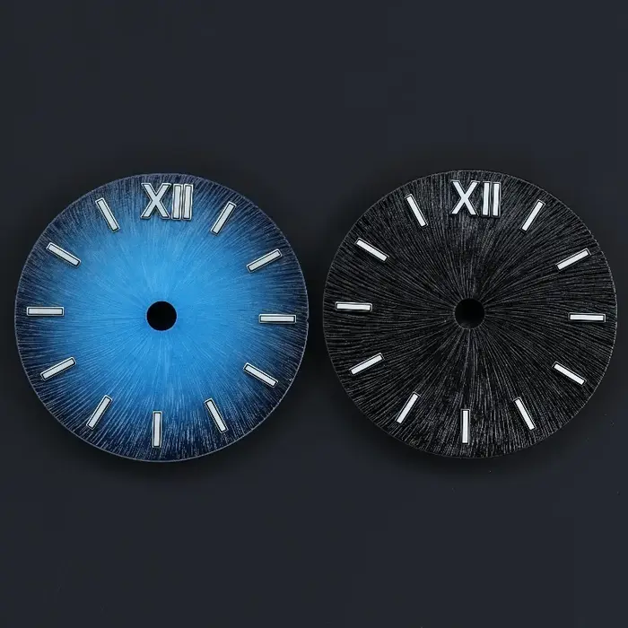 Cadran de montre de style nouveau avec luminescence bleu glace vert