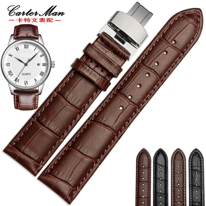 Nouveau Bracelet de montre en cuir véritable de haute qualité 18mm 19mm 20mm 21mm 22mm