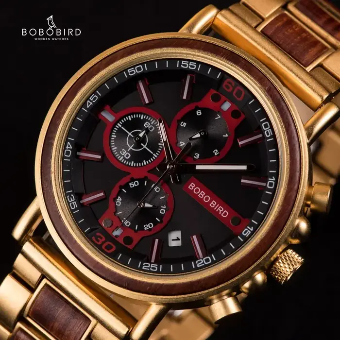 BOBO BIRD-Montre Militaire en Bois pour Homme