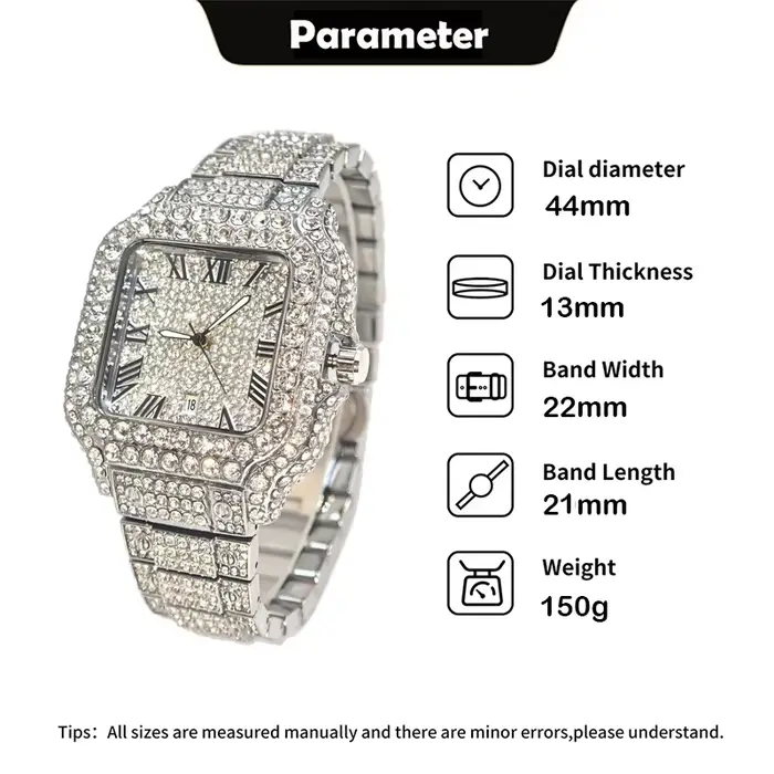UNIGUET offre spéciale montre glacée de luxe pour homme mode montres carrées hommes Hip Hop diamant Bling bijoux montre-bracelet Reloj Hombre