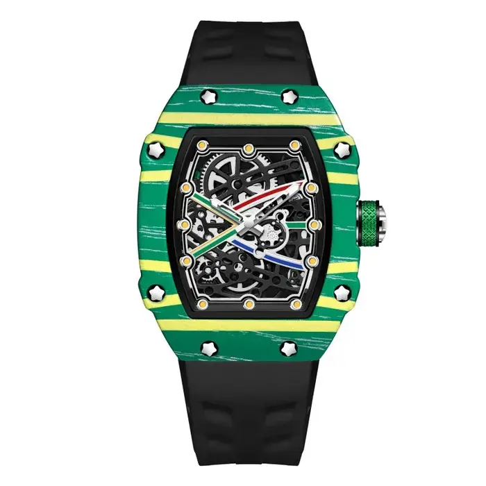 Montre à quartz ultra-fine tendance pour homme, cadran peint couleur tonneau, montre originale à fon