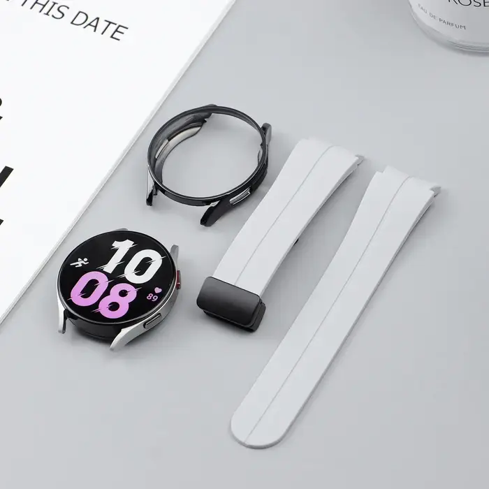 Bracelet en Silicone d'origine + étui pour Samsung Watch 4/5/6/7 40 44mm montre 5Pro 45mm