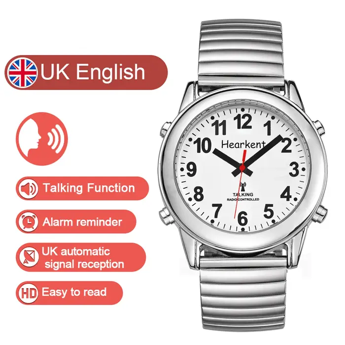 Hearkent-Montre à quartz numérique pour homme, horloge vocale, bracelet élastique, montre-bracelet, 