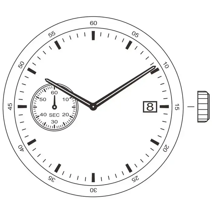 PE482 mouvement Sunon Pe48 montre mouvement petite seconde pour hommes grande Date 2 aiguilles, petite seconde mouvement