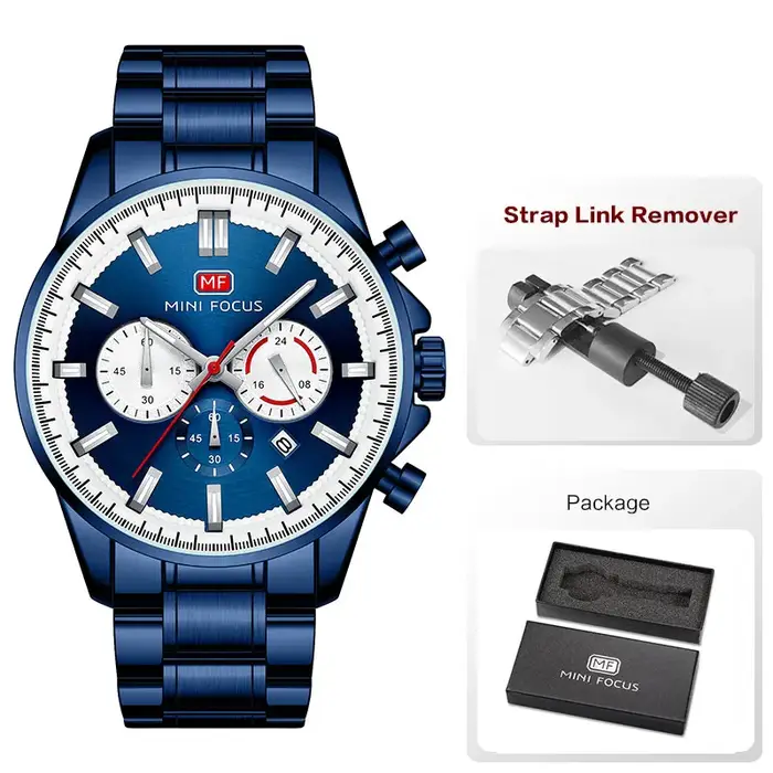 MINI FOCUS-Montre-bracelet chronographe à quartz pour homme