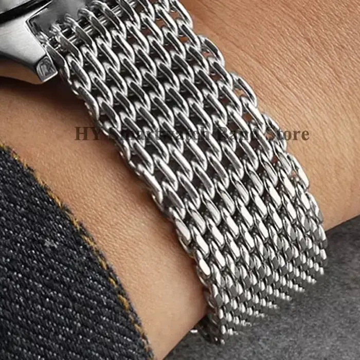 Bracelet de montre en maille requin 4.0mm d'épaisseur pour Omega