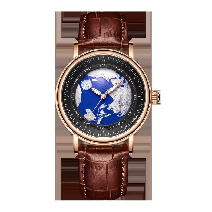 Montres-bracelets pour homme LIGE, Blue Planet Creative Earth, montre à quartz tendance pour homme, 