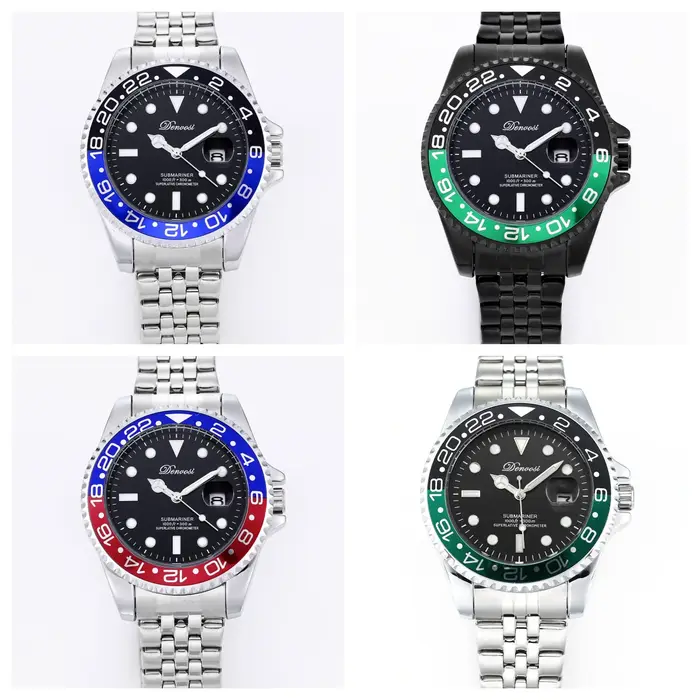 Montre de plongée GMT pour homme DENVOSI, lunette en céramique bicolore, montre automatique à quartz lumineuse et sportive