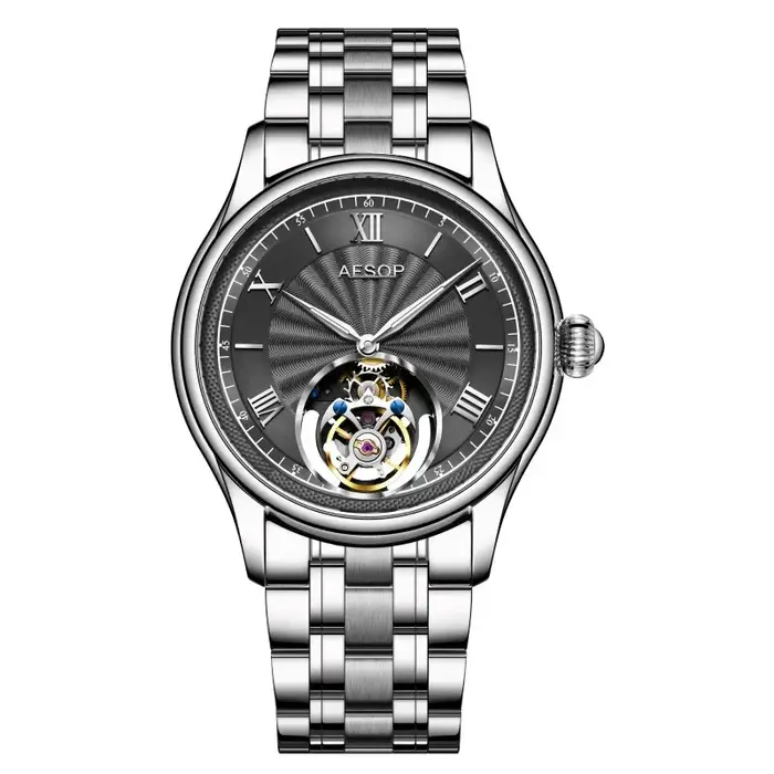 AESOP Tourbillon automatique montres mécaniques édition limitée hommes mouvement à remontage manuel montres-bracelets en cuir/acier inoxydable