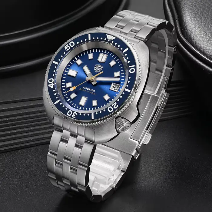 Watchdives PVD WD6105 montre de plongée tortue NH35 mouvement automatique 200M étanche saphir cristal acier inoxydable