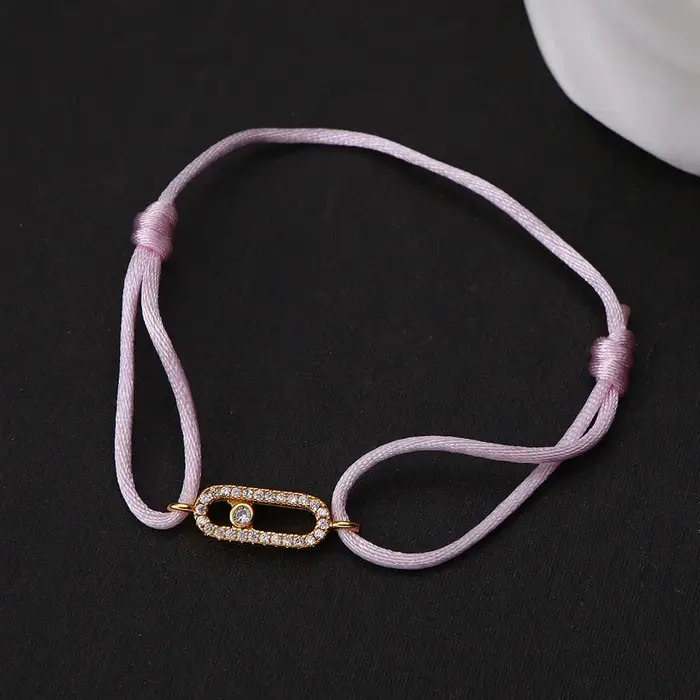 Bracelet en corde tressée avec zircon coulissant